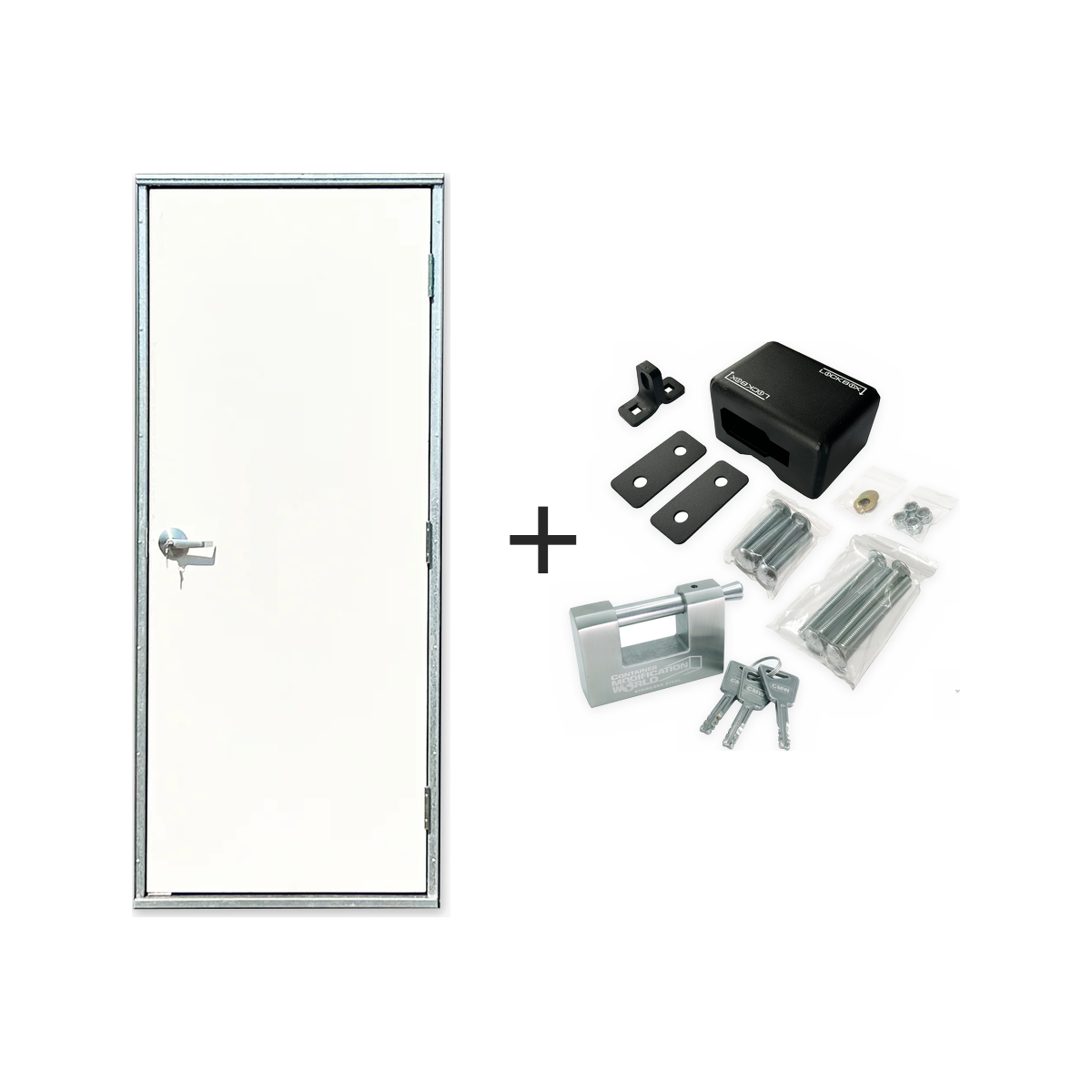 Fiberglass / Composite Insulated Man Door & Frame + DoorGuard™ Lock Box & Lock Bundle