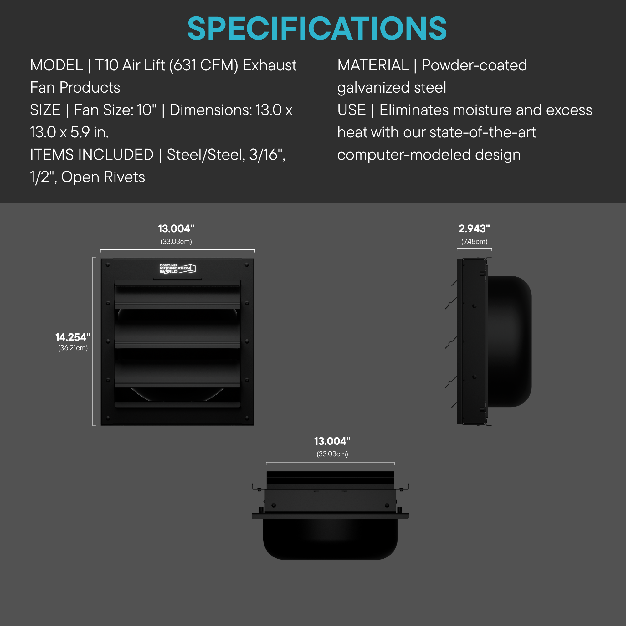 T10 AirLift™ (631 CFM) Exhaust Fan Products