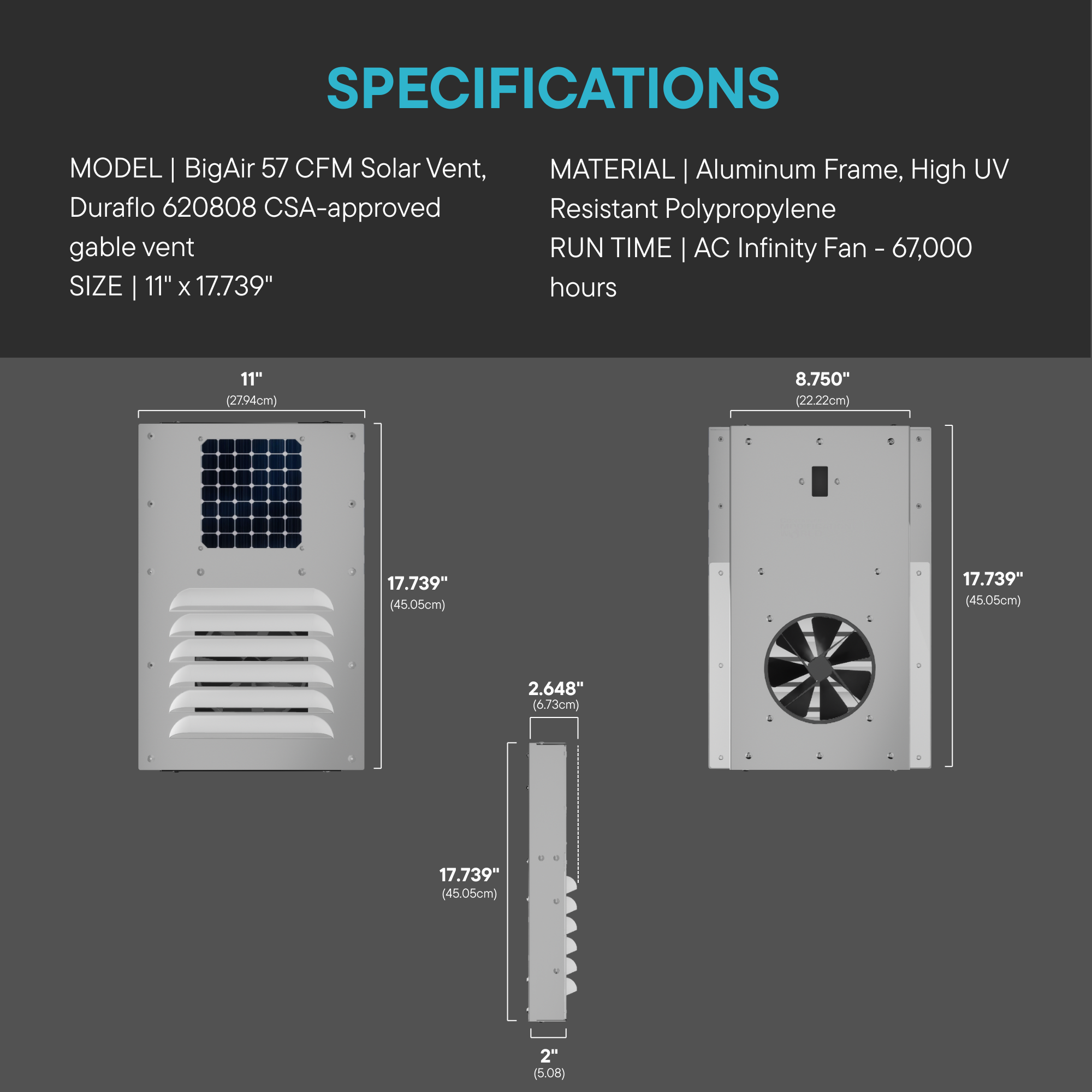 BigAir 57 CFM Solar Vent