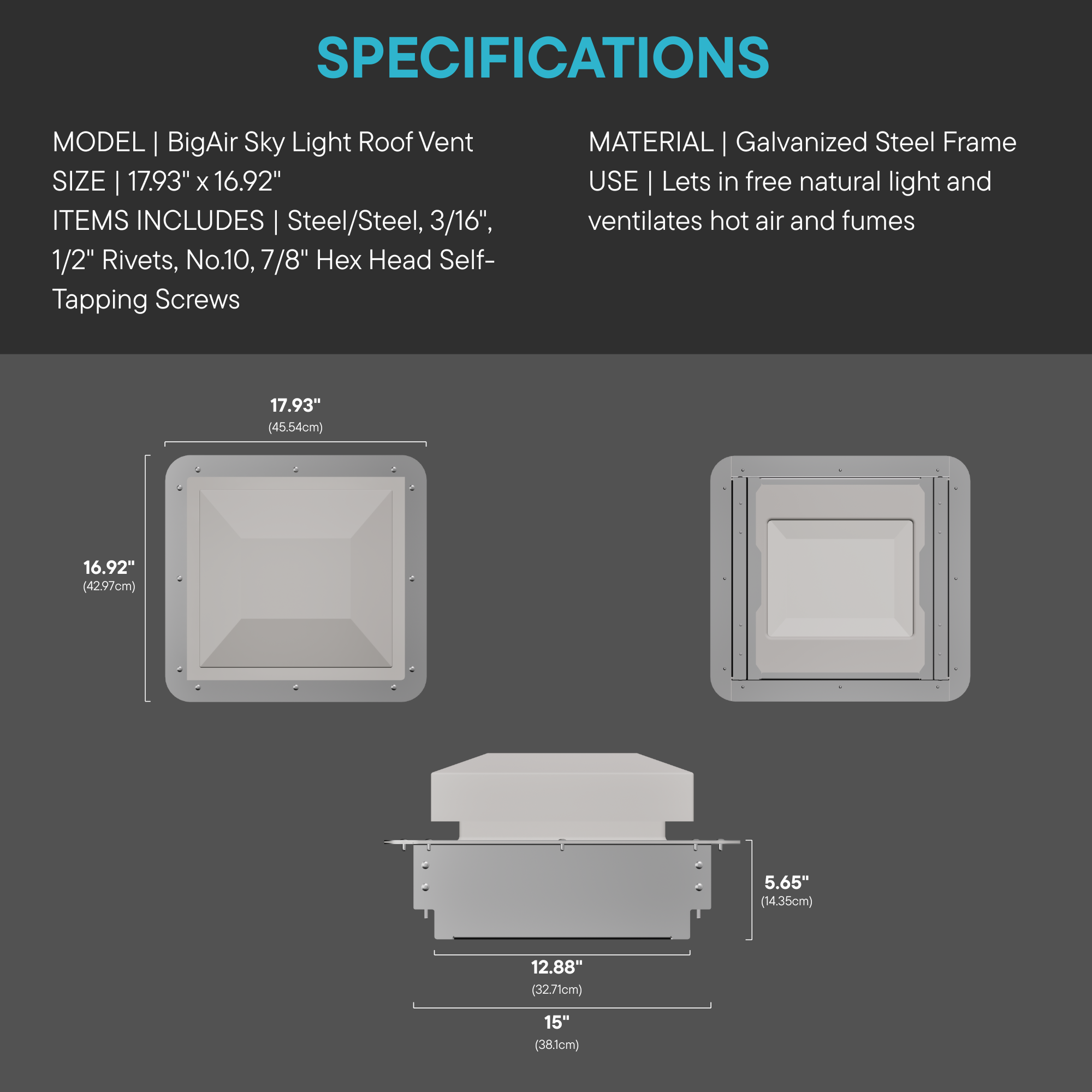 BigAir™ Sky Light Roof Vent