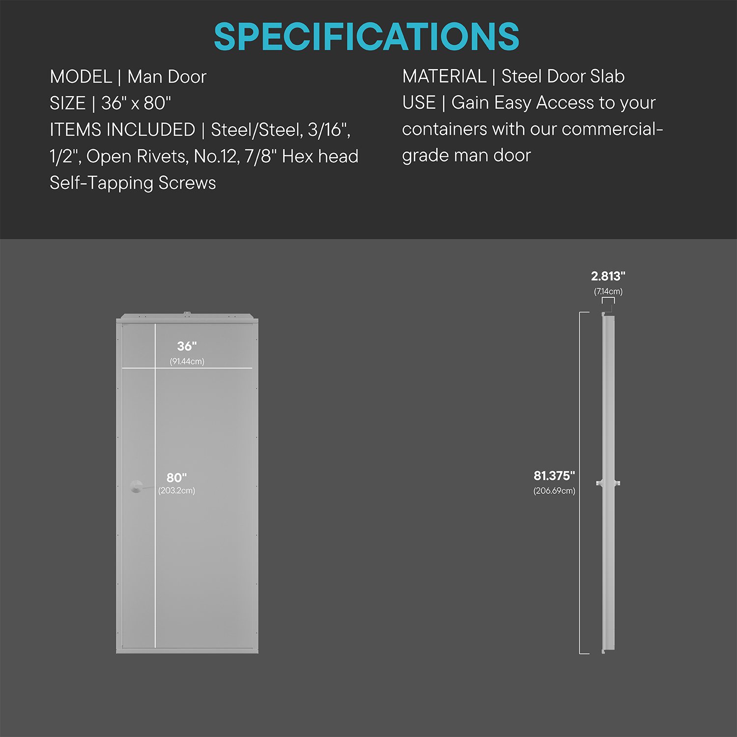 36" Steel Man Door & Frame Kit (Slab, Lever, Sweep & Hinges)