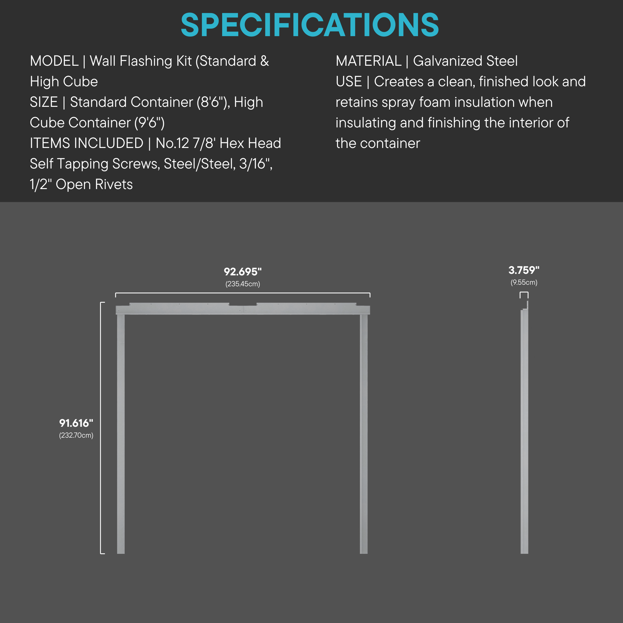 Wall Flashing Kit (Standard & High Cube) for shipping containers