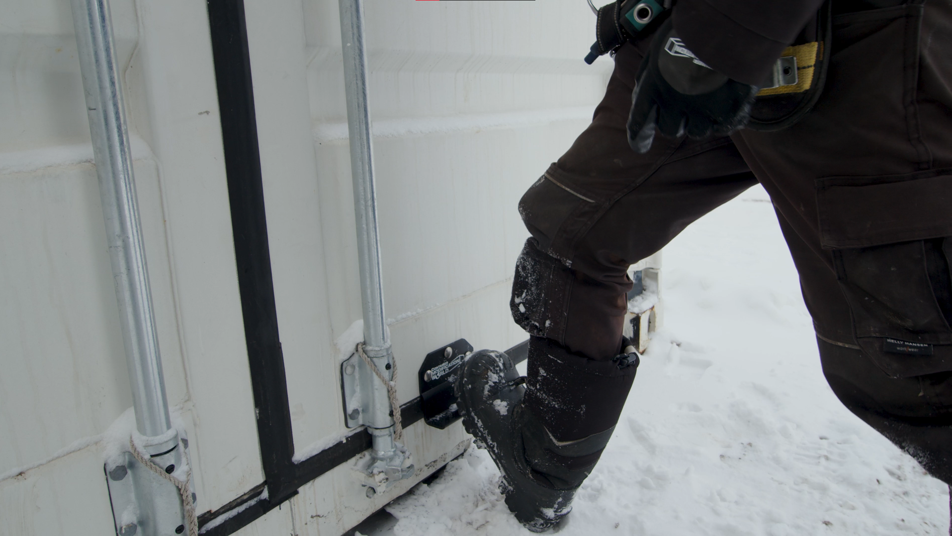 Kick 'N' clock kick plate installed and demonstrated how to use/how it protects