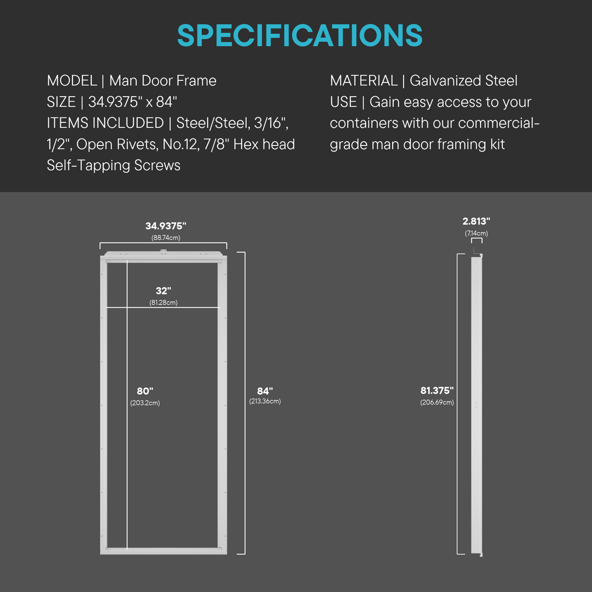 Man Door Frame Only (Slab Not Included)