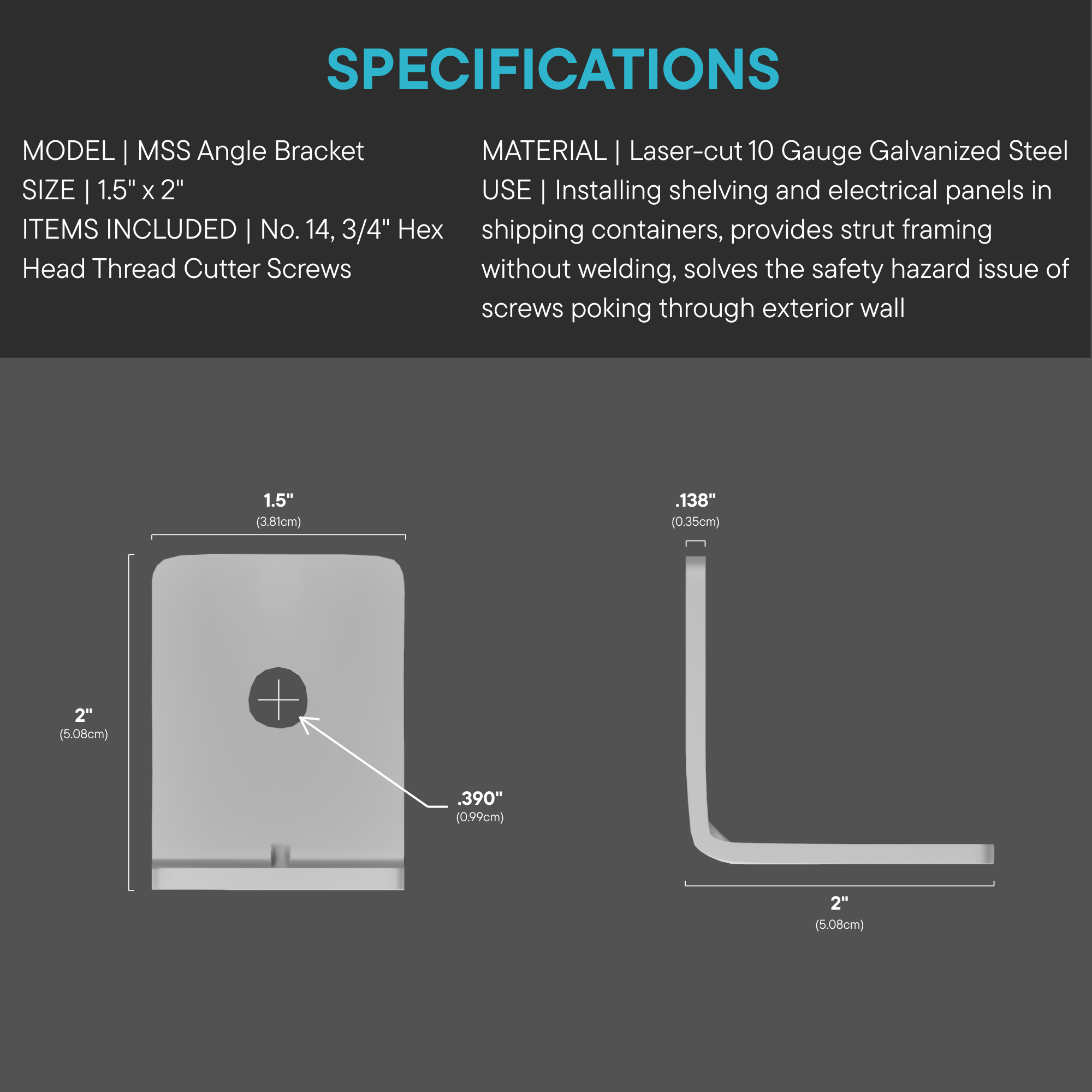 MSS™ Standard Galvanized Strut Mount Brackets