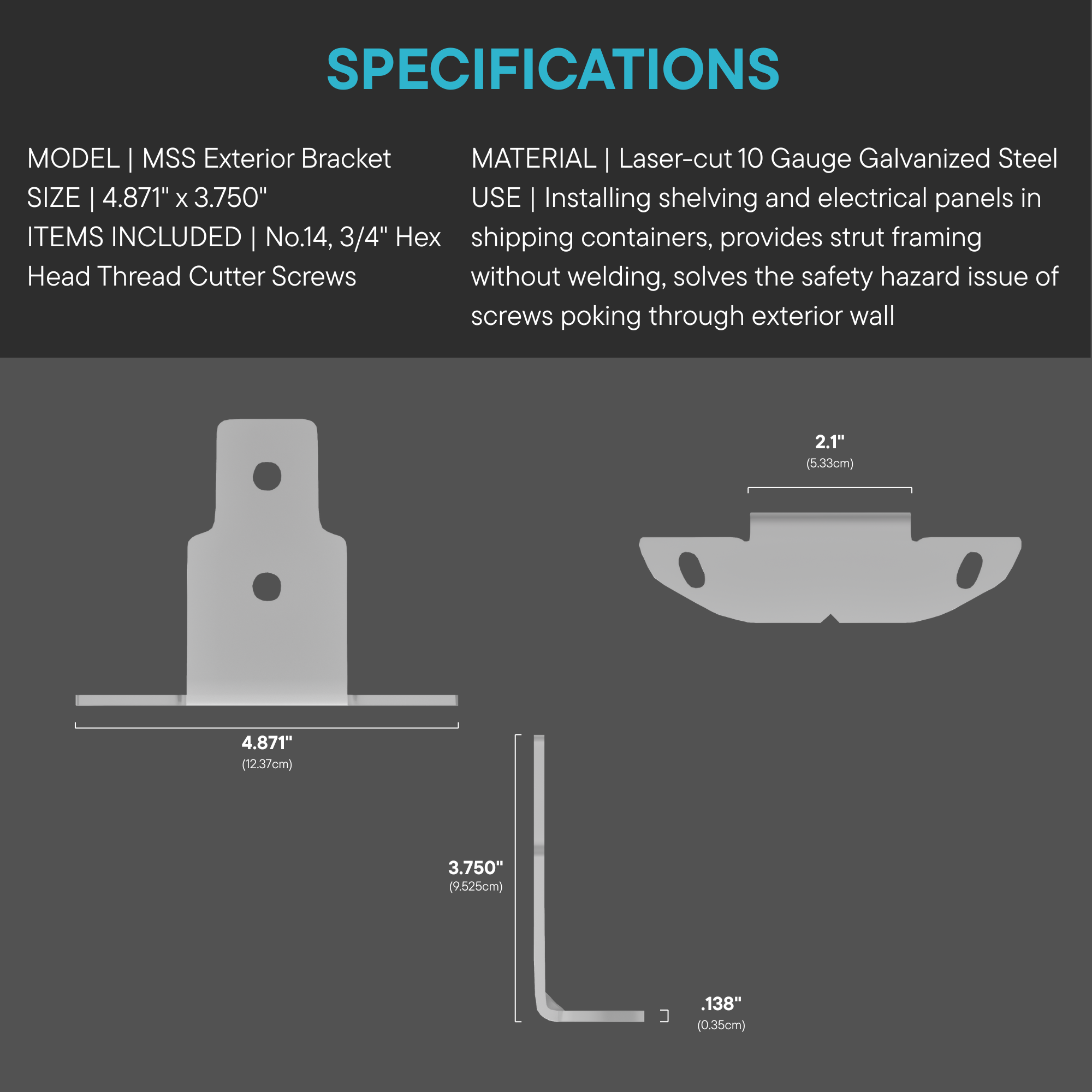 MSS™ Standard Galvanized Strut Mount Brackets