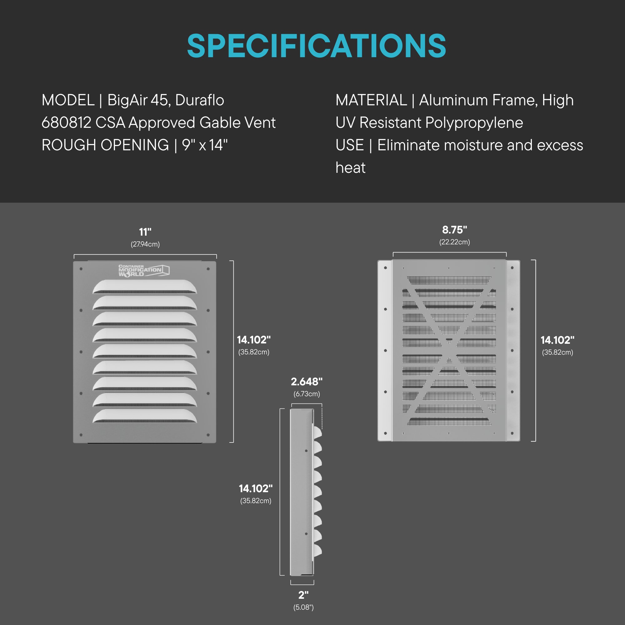 BigAir™ 45 Louvered Gable Vents