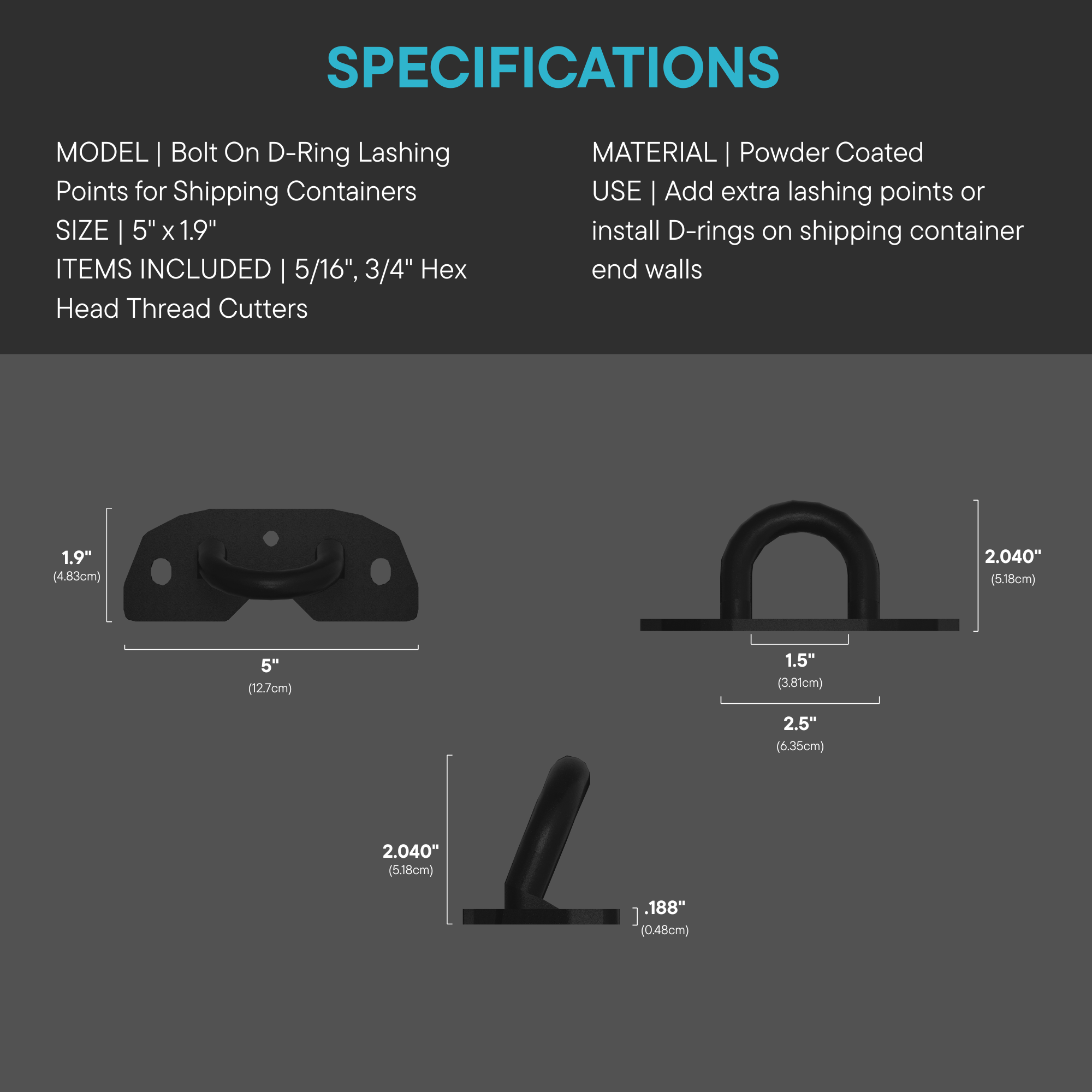 Bolt On D-Ring Lashing Points for Shipping Containers