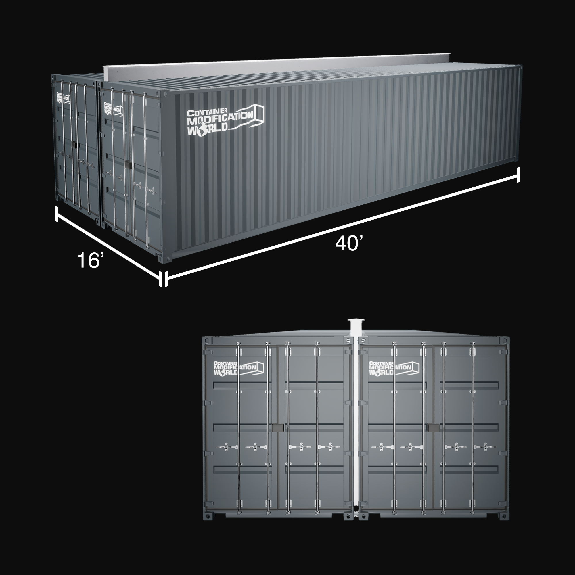 Double-Wide Shipping Container Connection Kit with Weld-Free Header - BETA 1.0