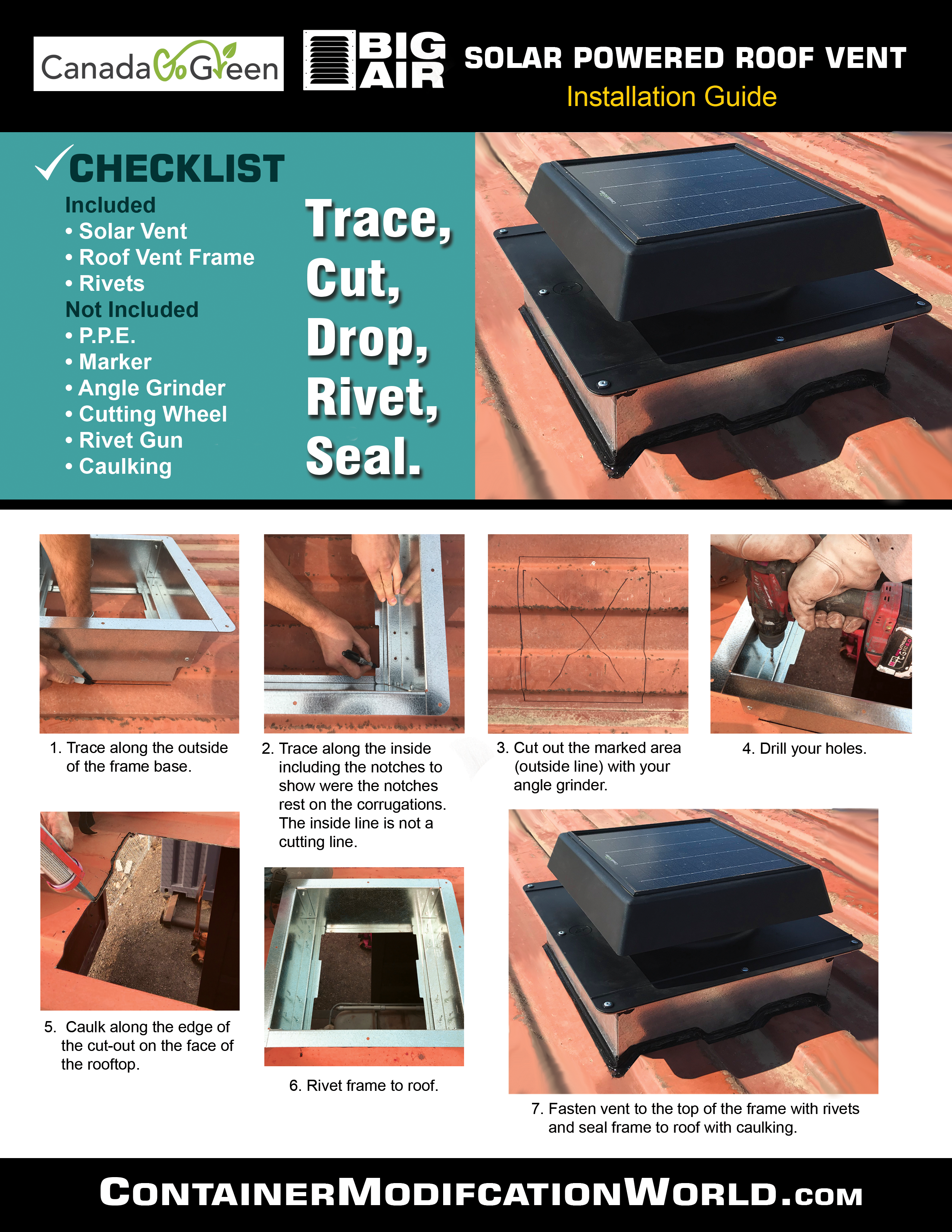 BigAir 400 CFM Solar Powered Roof Vent/Fan