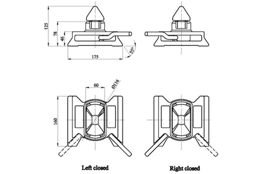 Dovetail Deck Mount Twist Lock for Shipping Container (2 Pack)