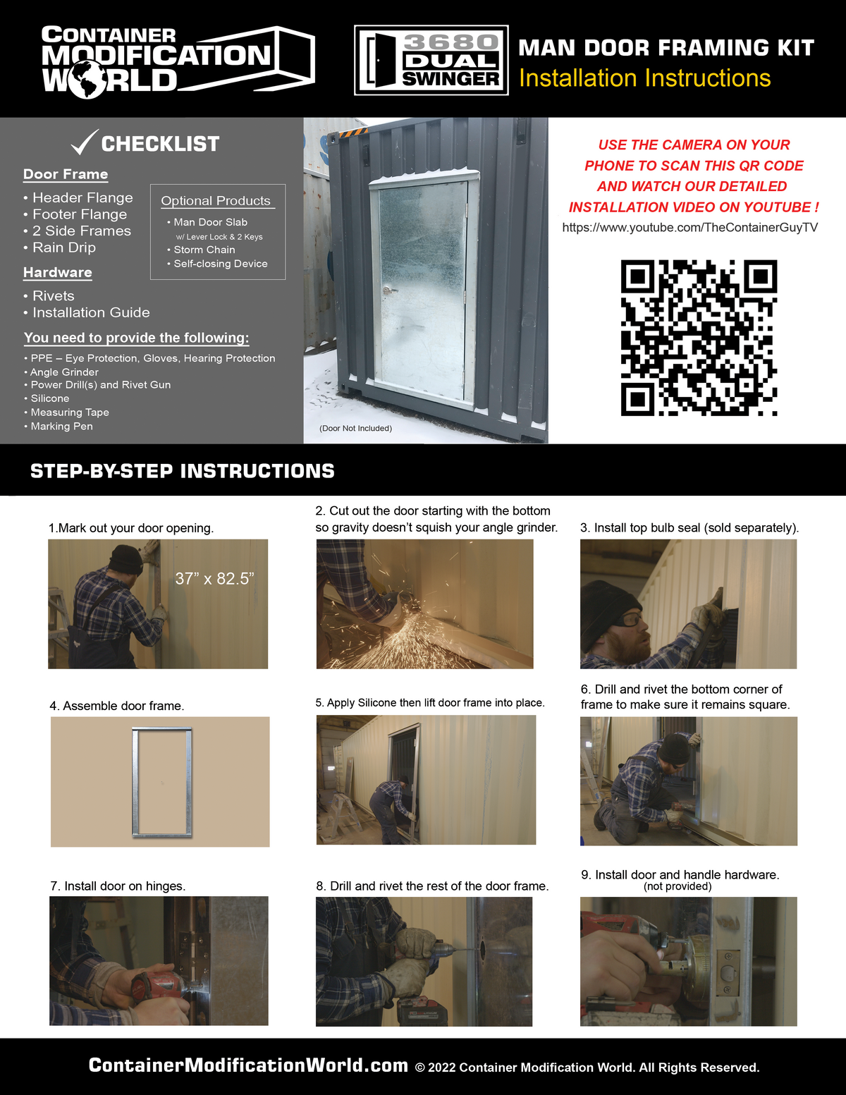 Steel Man Door & Frame Bundle (Slab, Lever, Sweep & Hinges)