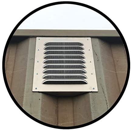BigAir 45 Louvered Vent installed on the upper sidewall of a shipping container, showcasing durable aluminum frame and horizontal vent slats for airflow and moisture control.