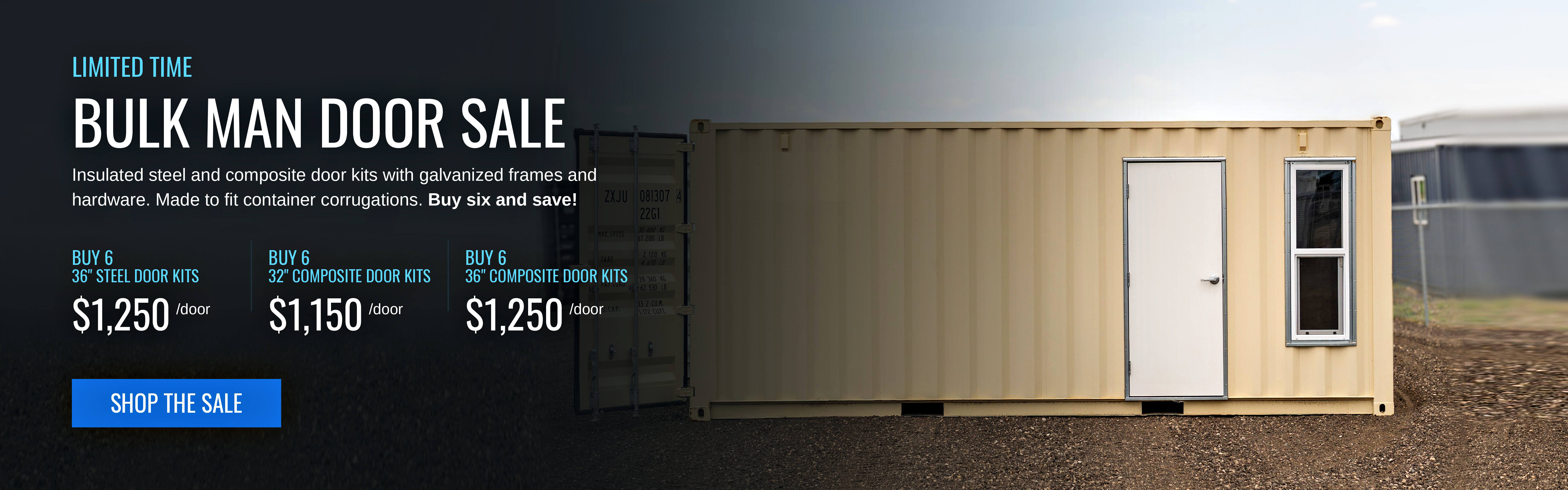 Bulk man door sale on insulated steel and composite door and frame kits